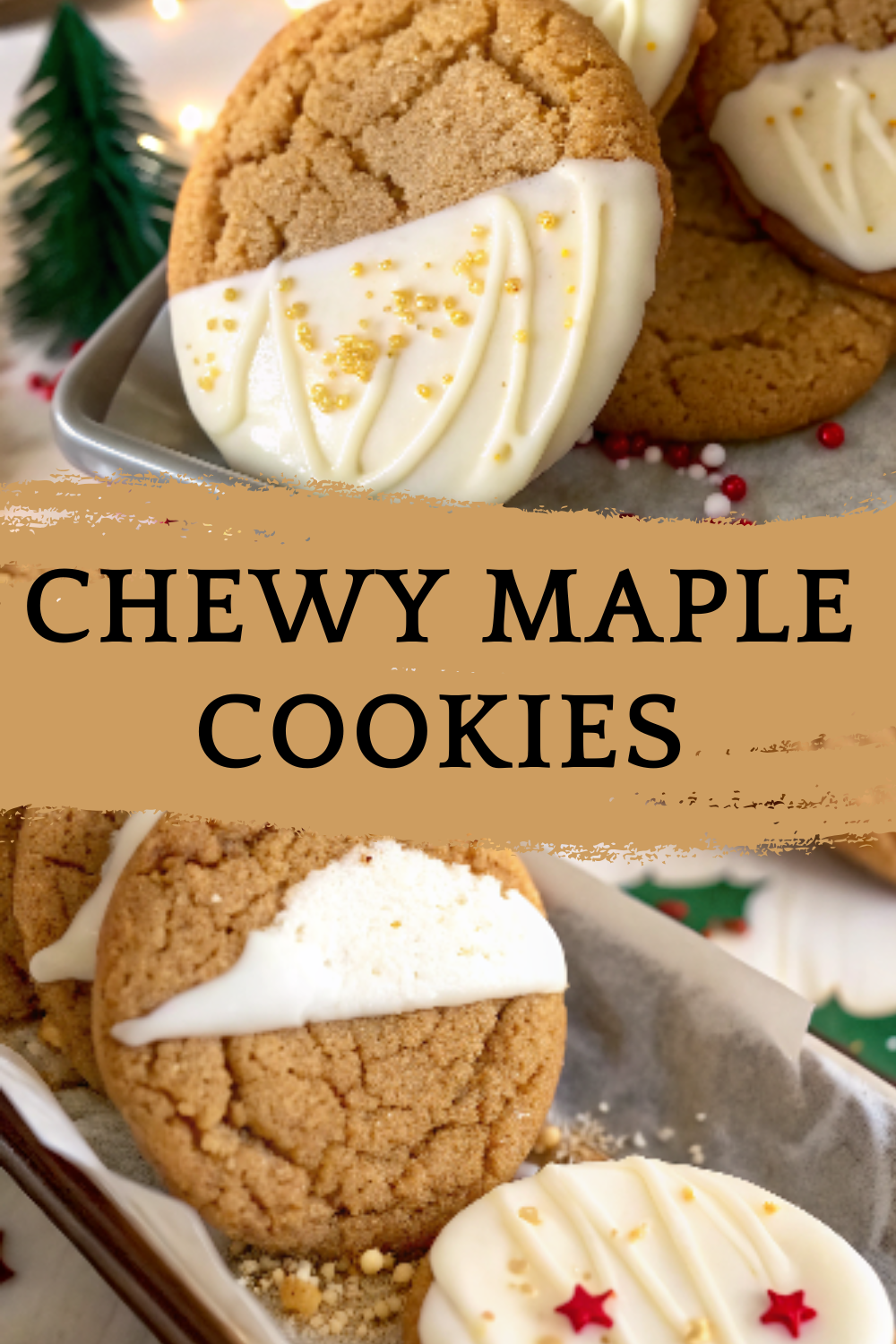 Chewy Maple Cookies Dipped in White Chocolate – Soft, sweet, and perfectly festive