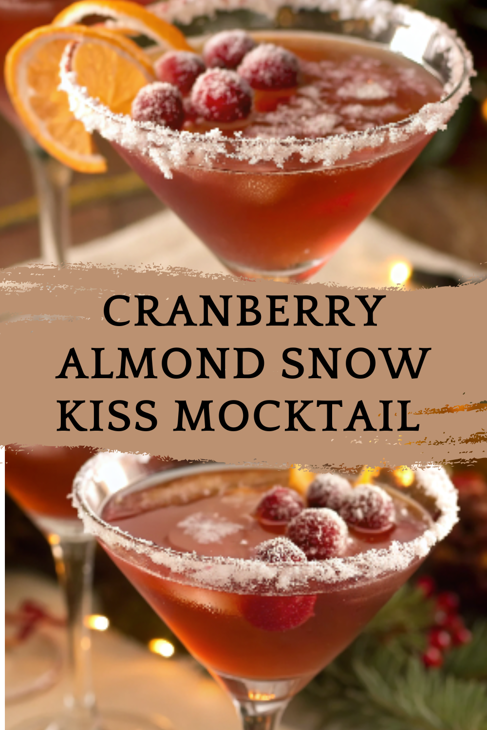 Cranberry Almond Snow Kiss Mocktail – A festive, ruby-red sip with tart cranberry and warm almond sweetness