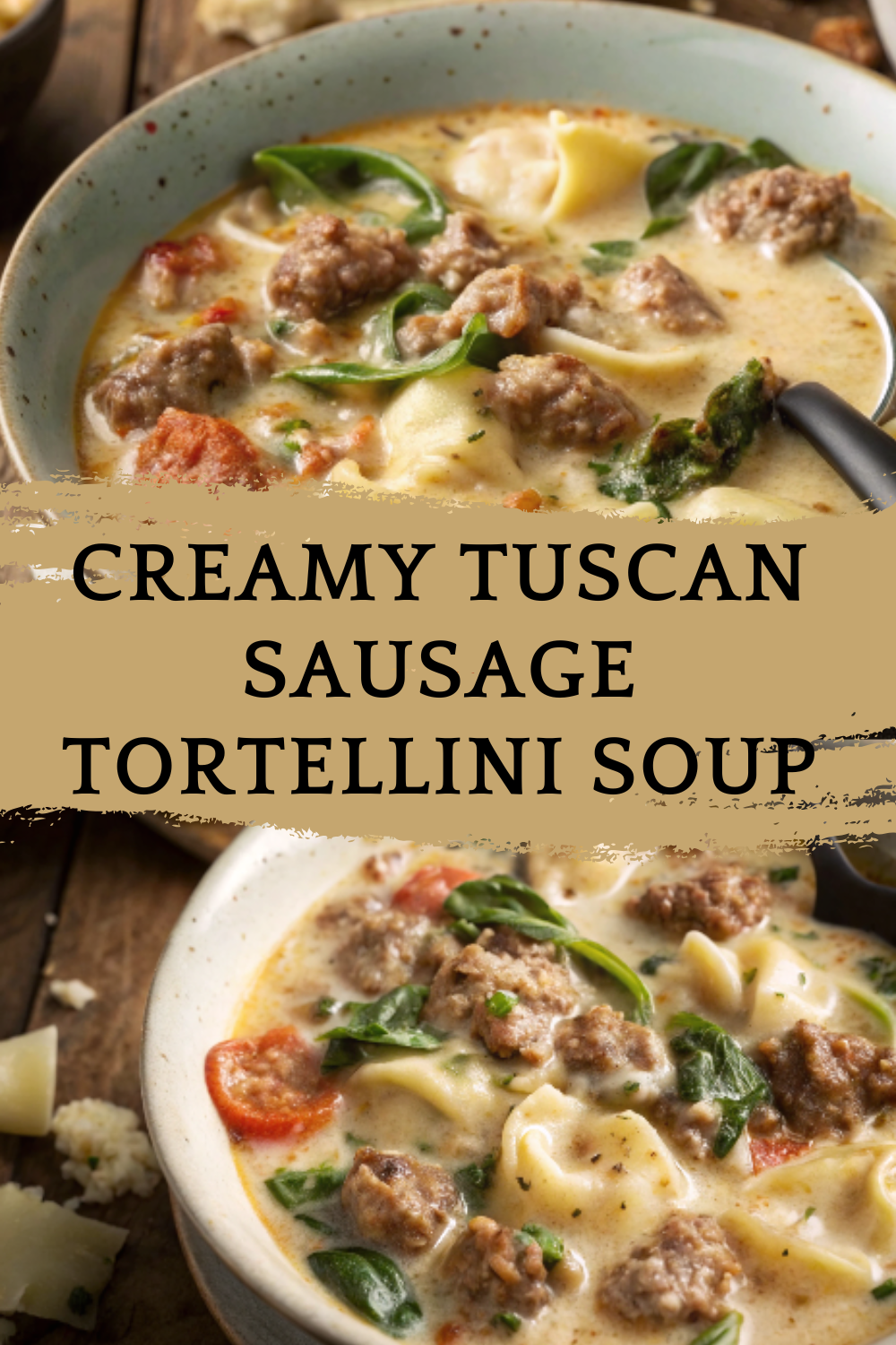 Creamy Tuscan Sausage Tortellini Soup – A rich, cozy bowl with tender tortellini and savory turkey sausage