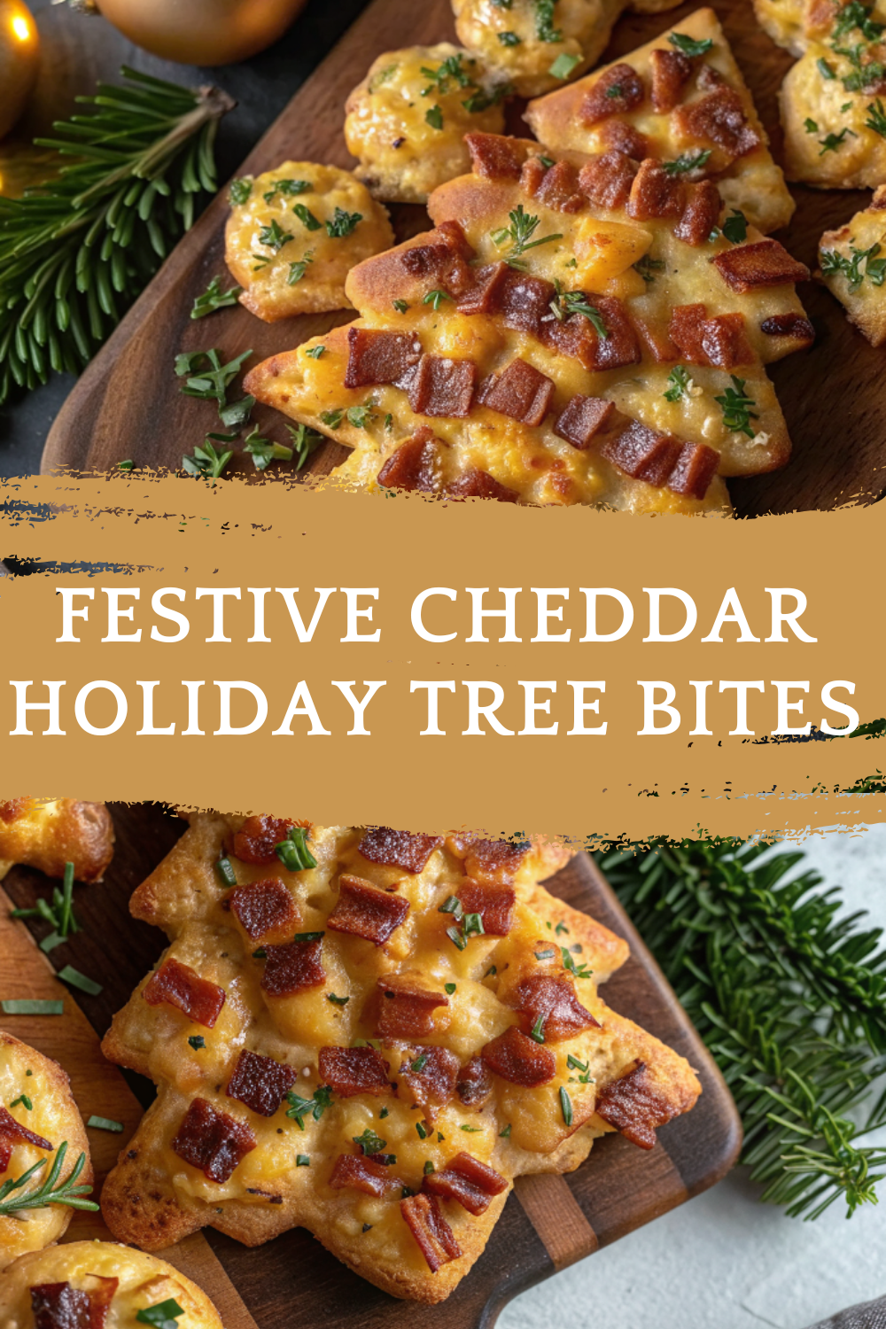 Festive Cheddar Holiday Tree Bites – Warm, cheesy pull-apart appetizers shaped like a Christmas tree