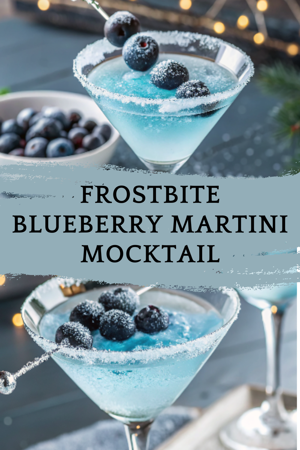 Frostbite Blueberry Martini Mocktail – An icy-blue, wintery sip with bold berry flavor and frosty elegance