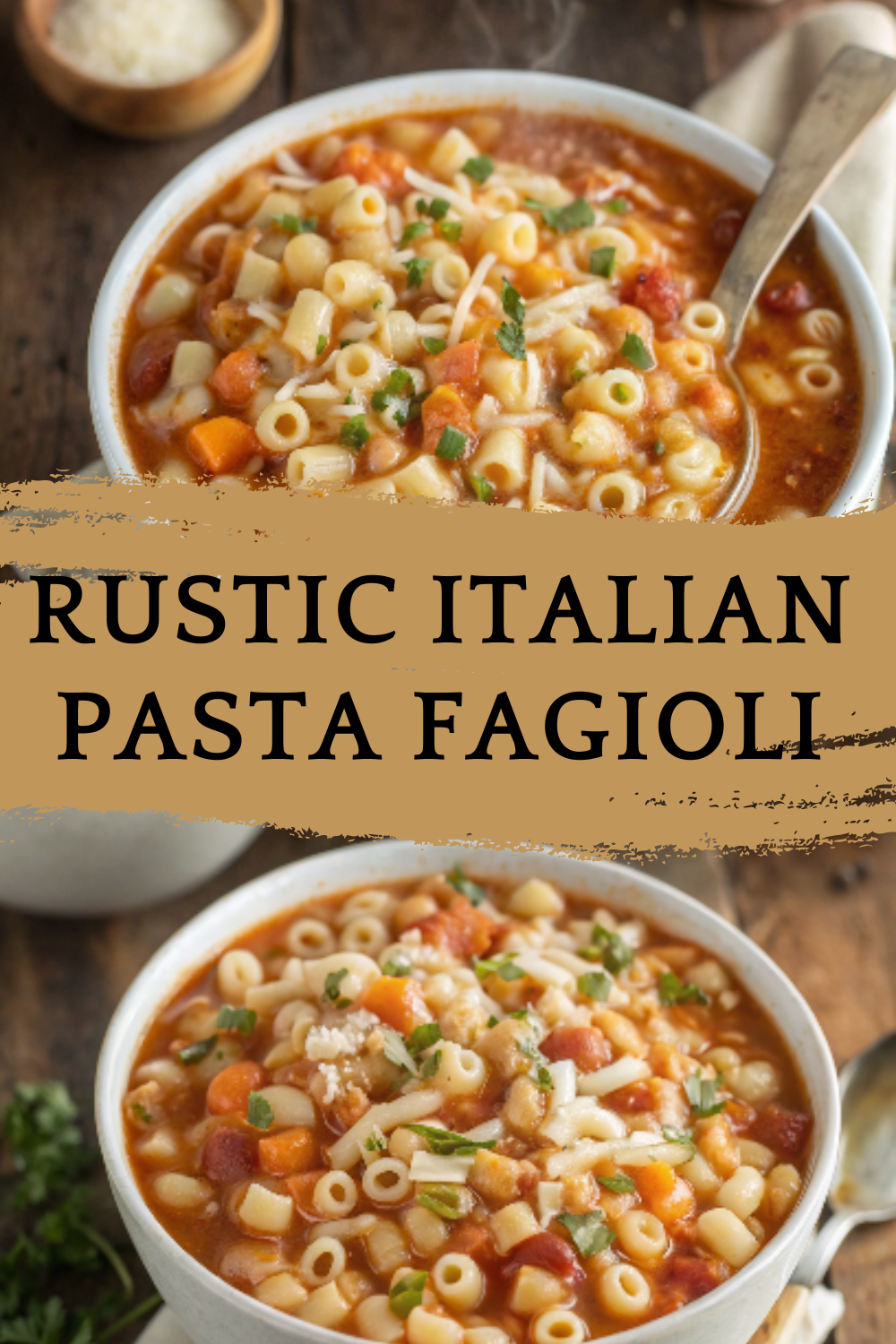 Rustic Italian Pasta Fagioli – A hearty, comforting bowl of pasta, beans, and rich tomato broth