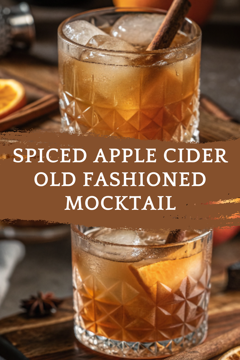 Spiced Apple Cider Old Fashioned Mocktail – A bold, cozy sip with warm spice, citrus, and classic old-fashioned depth